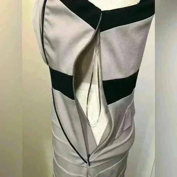 Jax Women’s Elegant Sleeveless Fitted Evening Cocktail Taupe Black Dress Size 8 - Picture 7 of 12